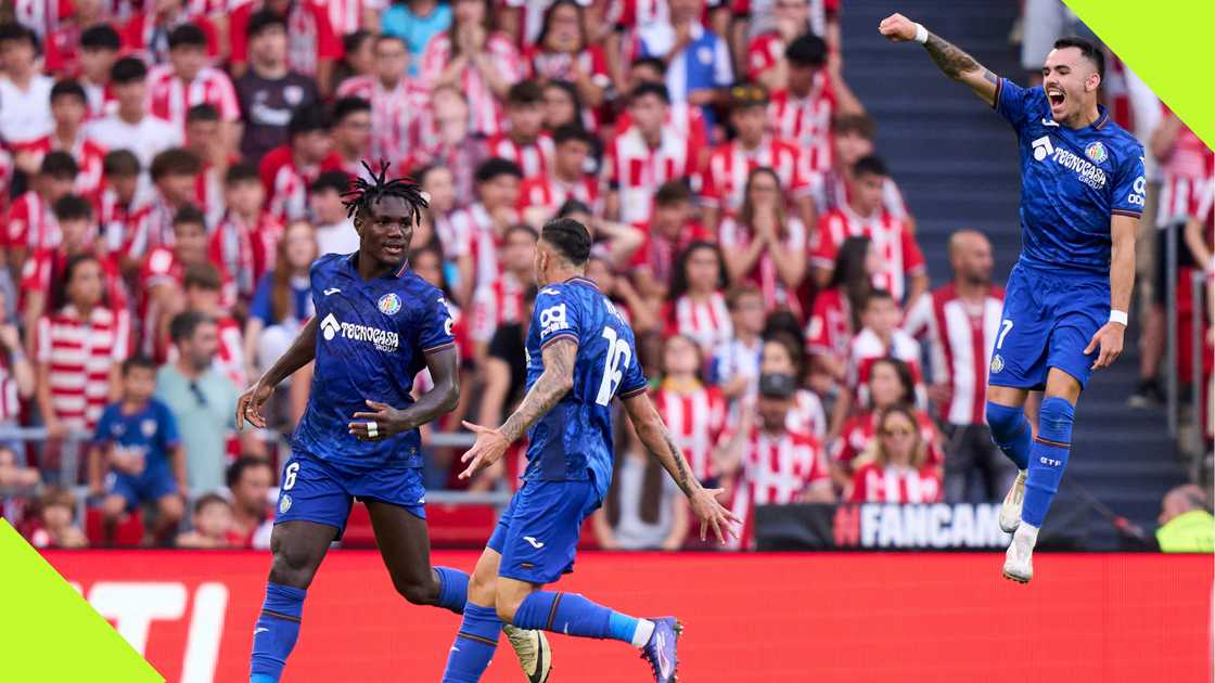 Christantus Uche celebrates his debut goal for Getafe against Athletic Bilbao.