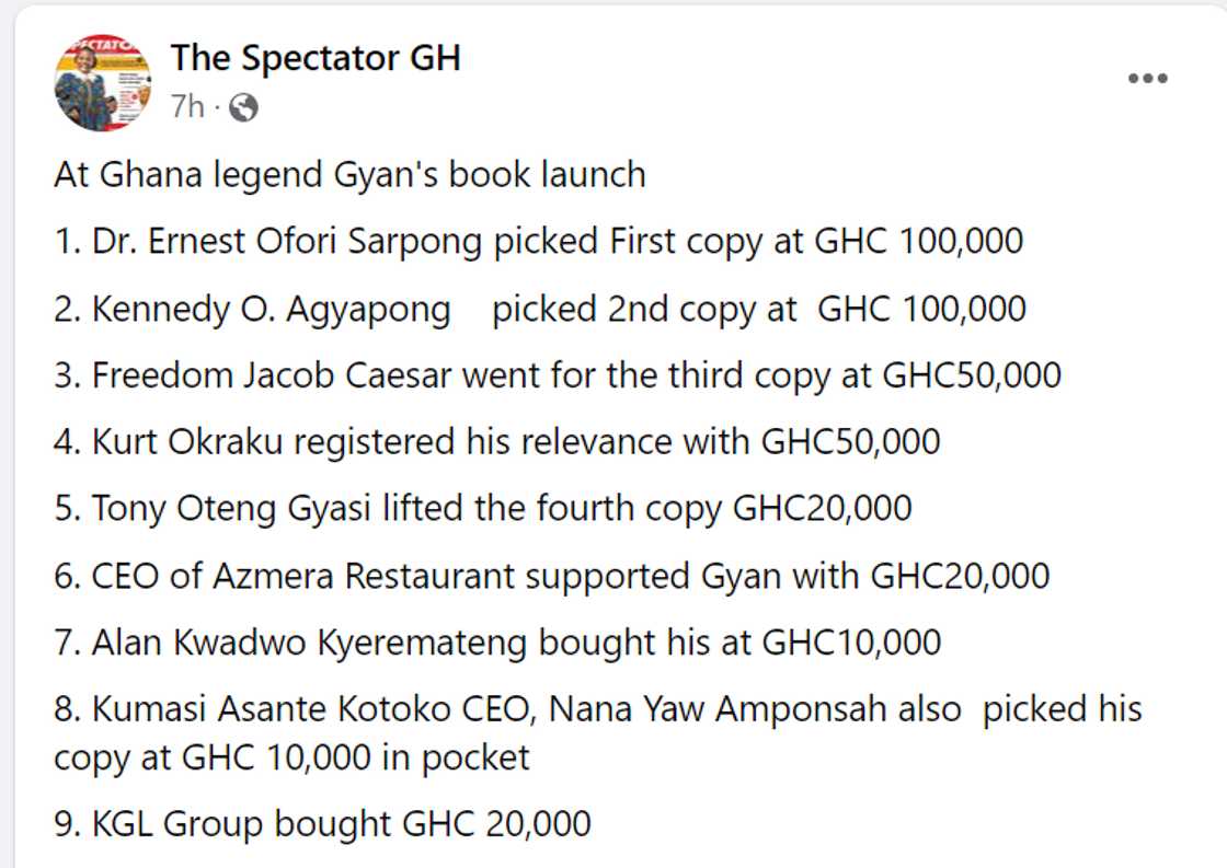 List of buyers at Asamoah Gyan's book launch
