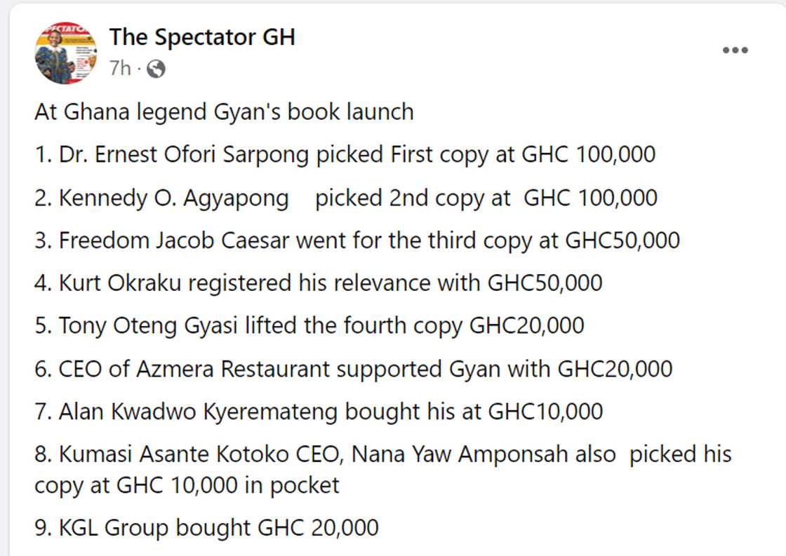 List of buyers at Asamoah Gyan's book launch List of buyers at Asamoah Gyan's book launch
