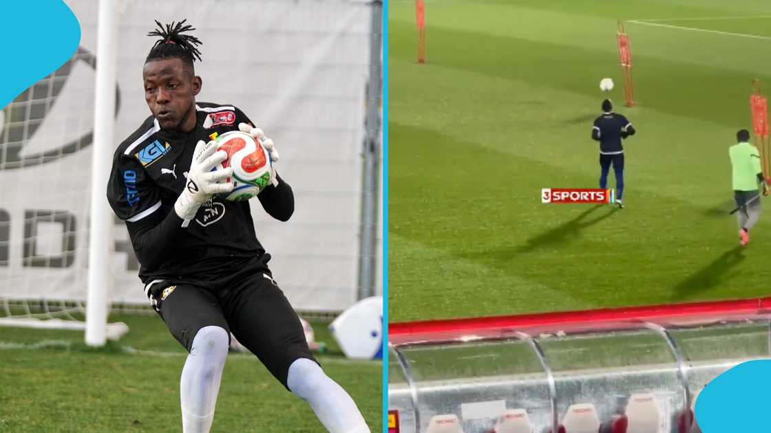 Black Stars goalkeeper Benjamin Asare shows off his juggling skills in training