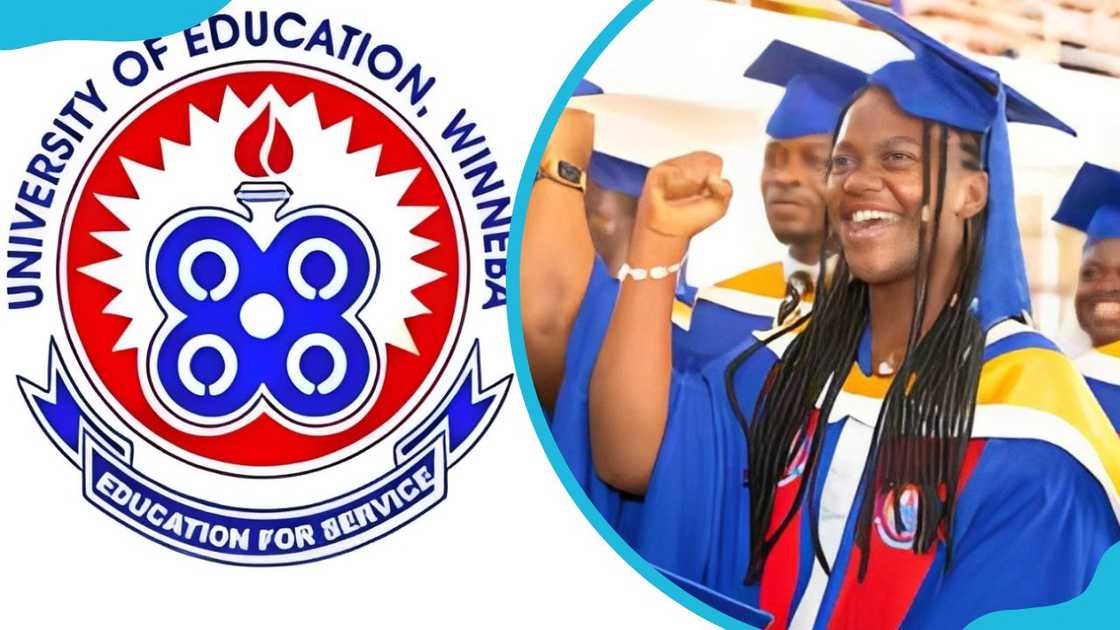University of Education Winneba (UEW) logo and students graduation University of Education Winneba (UEW) logo and students graduation