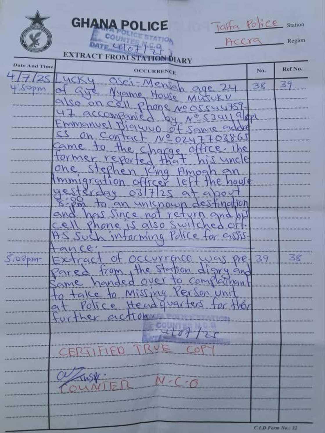 Missing Immigration Officer: What Happened Between Stephen King Amoah and Friend Before His Demise? Missing Immigration Officer: What Happened Between Stephen King Amoah and Friend Before His Demise?