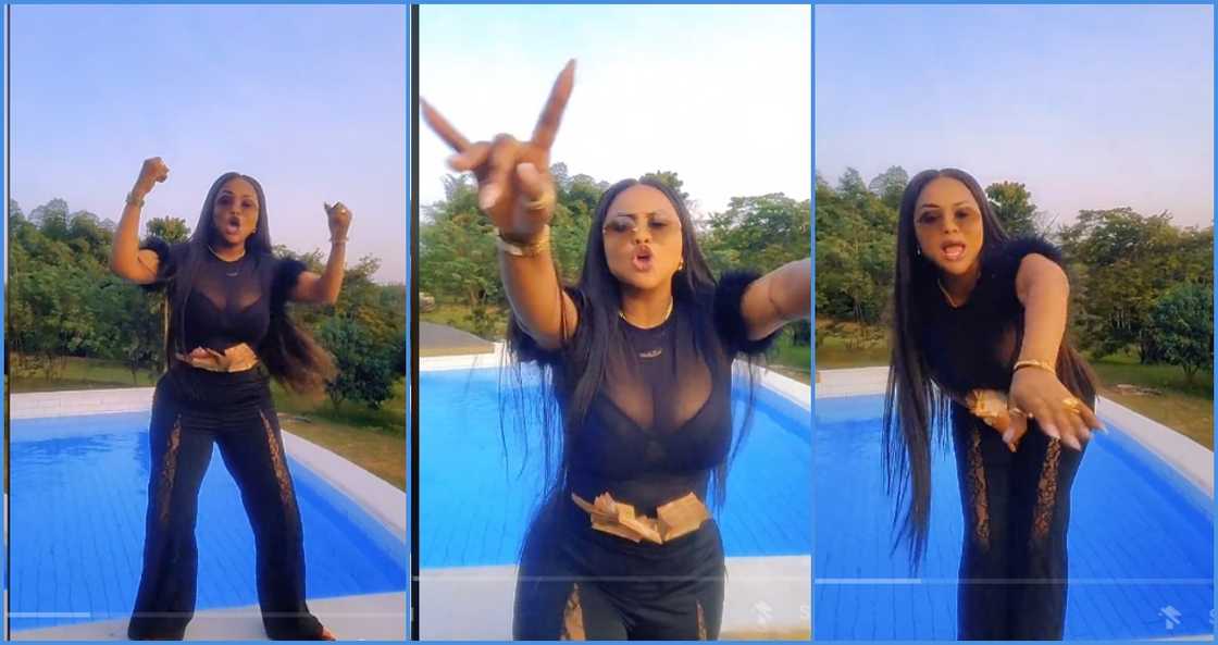 Nana Ama McBrown flaunts cleavage in see-through dress and jams to Kuami Eugene's song