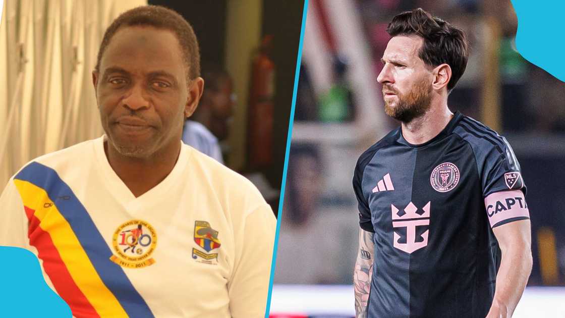 Ghanaian legend Mohammed Polo has been rated above eight-time Ballon d'Or winner Lionel Messi. Photos by @HeartsOfOakGH/X and Eurasia Sport Images/Getty.
