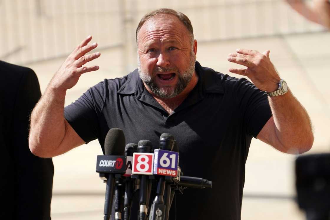 InfoWars founder Alex Jones speaks to the media outside Waterbury Superior Court during his trial, in Waterbury, Connecticut in September 2022 InfoWars founder Alex Jones speaks to the media outside Waterbury Superior Court during his trial, in Waterbury, Connecticut in September 2022