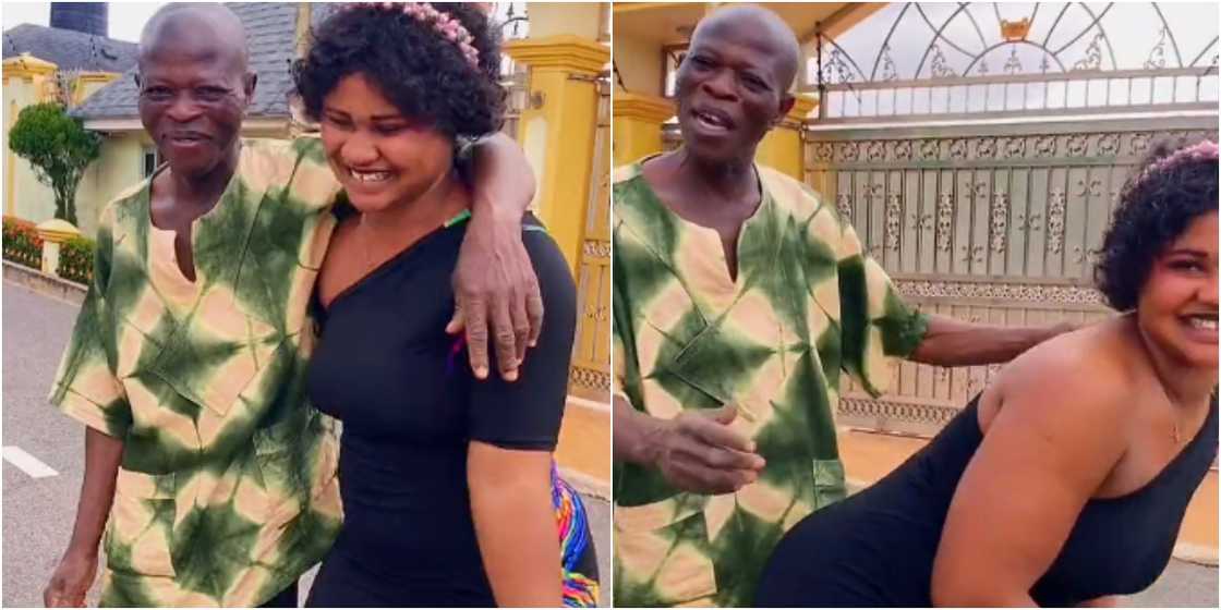 Photo of old man and young lady Photo of old man and young lady