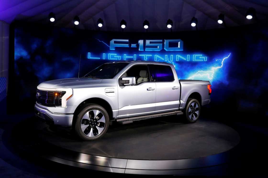 A Ford F-150 Lightning electric truck A Ford F-150 Lightning electric truck