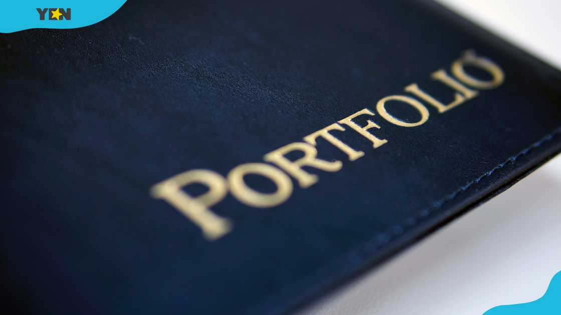 A black portfolio folder. A black portfolio folder.