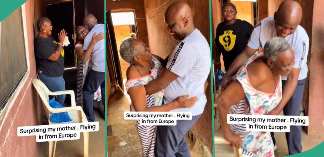 Man in tears as he reunites with mum and siblings in Nigeria Man in tears as he reunites with mum and siblings in Nigeria
