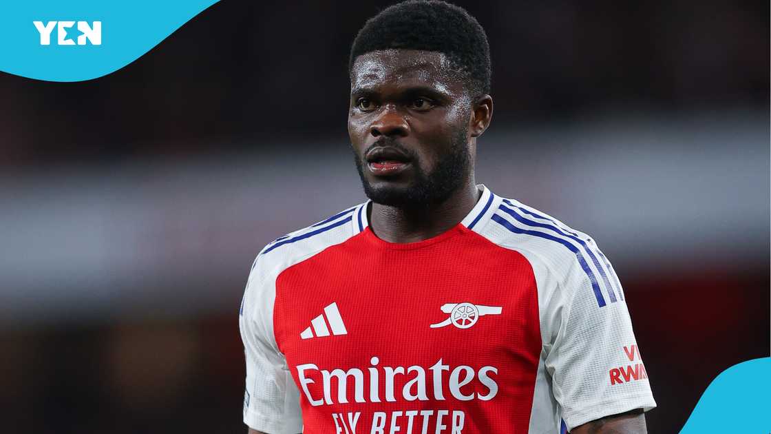 Thomas Partey of Arsenal during the Premier League match between Arsenal FC and Crystal Palace FC at Emirates Stadium on April 23, 2025 in London, England Thomas Partey of Arsenal during the Premier League match between Arsenal FC and Crystal Palace FC at Emirates Stadium on April 23, 2025 in London, England