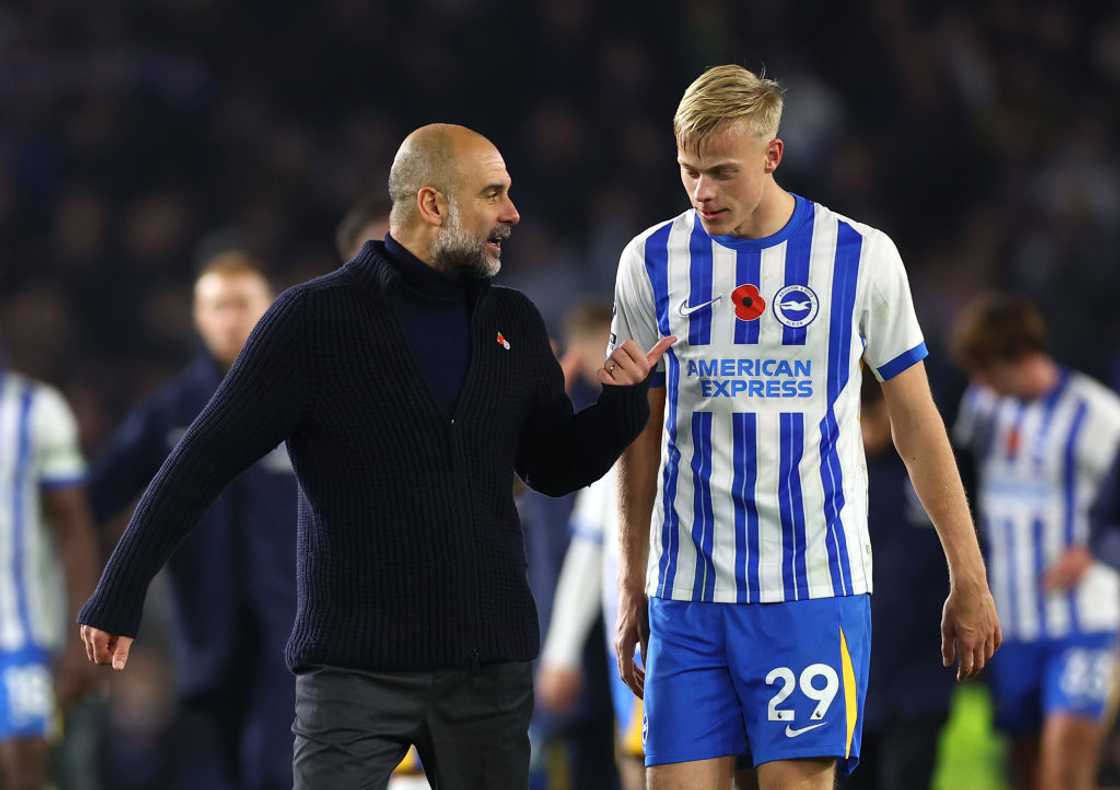 Pep Guardiola, Paul van Hecke, Brighton vs Manchester City