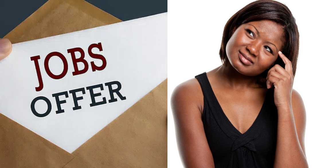 Young woman confused about two job offers she has Young woman confused about two job offers she has