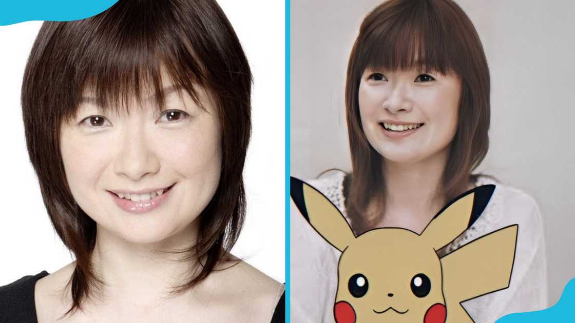 Ikue Ōtani is posing for a photo (L). She is sitting in a room (R) Ikue Ōtani is posing for a photo (L). She is sitting in a room (R)