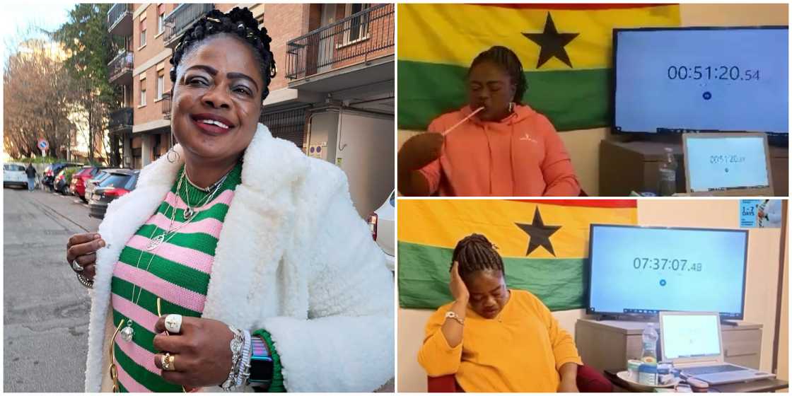 Artiste Maame attempting the GWR for longest chewing hours of a gum Artiste Maame attempting the GWR for longest chewing hours of a gum