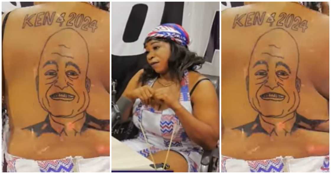 Woman tattoos Kennedy Agyapong on her back