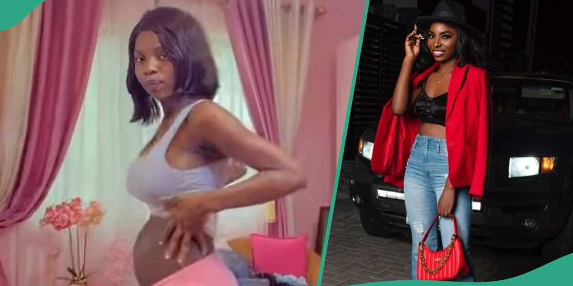 Nigerian lady shows her pregnancy stomach Nigerian lady shows her pregnancy stomach