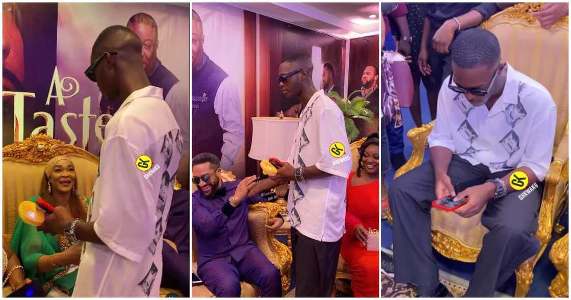 Jackie Appiah's son Damien greets Majid, Kalsoume at movie premeire Jackie Appiah's son Damien greets Majid, Kalsoume at movie premeire