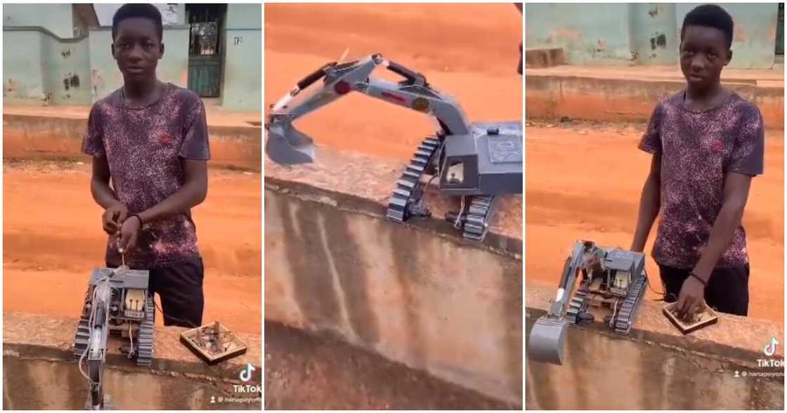 Ghanaian boy builds excavator. Ghanaian boy builds excavator.