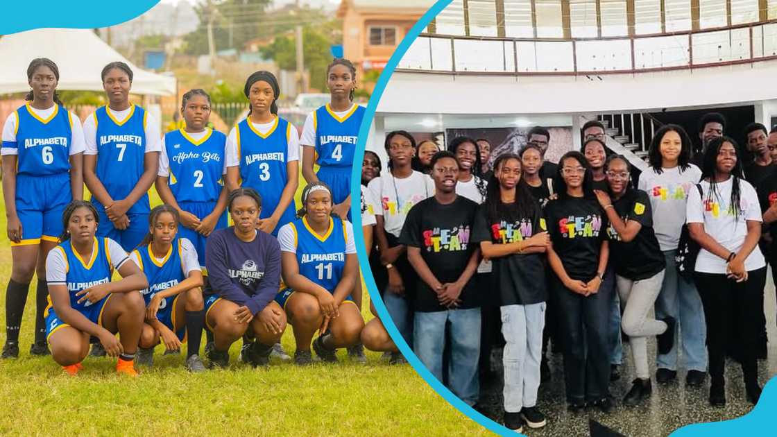 Alpha Beta Christian College athletes in blue sportswear and students during the STEAM week Alpha Beta Christian College athletes in blue sportswear and students during the STEAM week