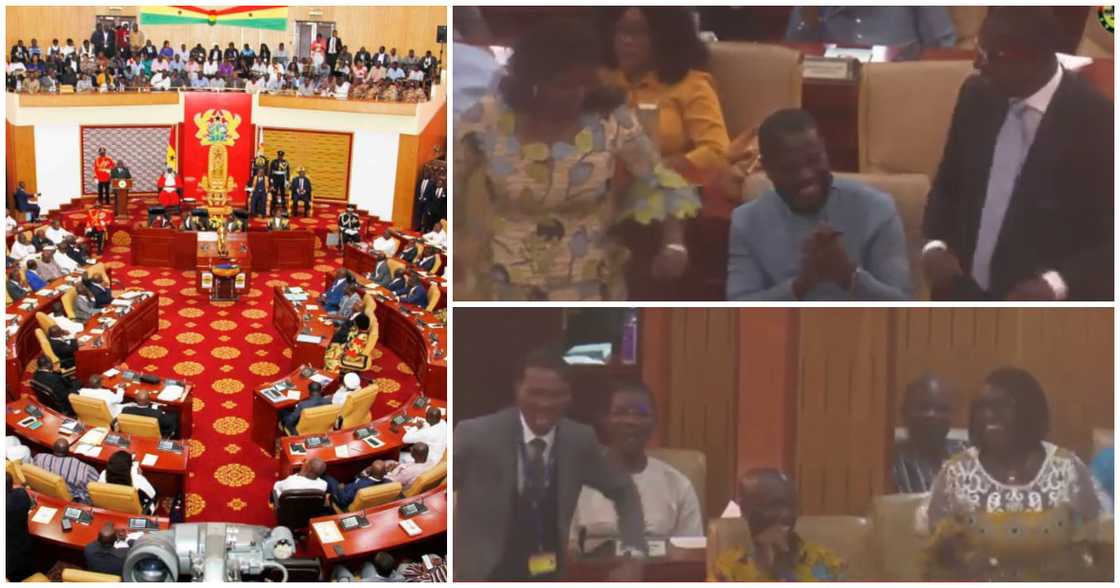 Afenyo-Markin, Lydia Alhassan, Francis-Xavier Sosu and Dzifa Gomashie stole the spotlight in parliament when they dance ‘agbadza’ during the commemoration of the parliament at 30