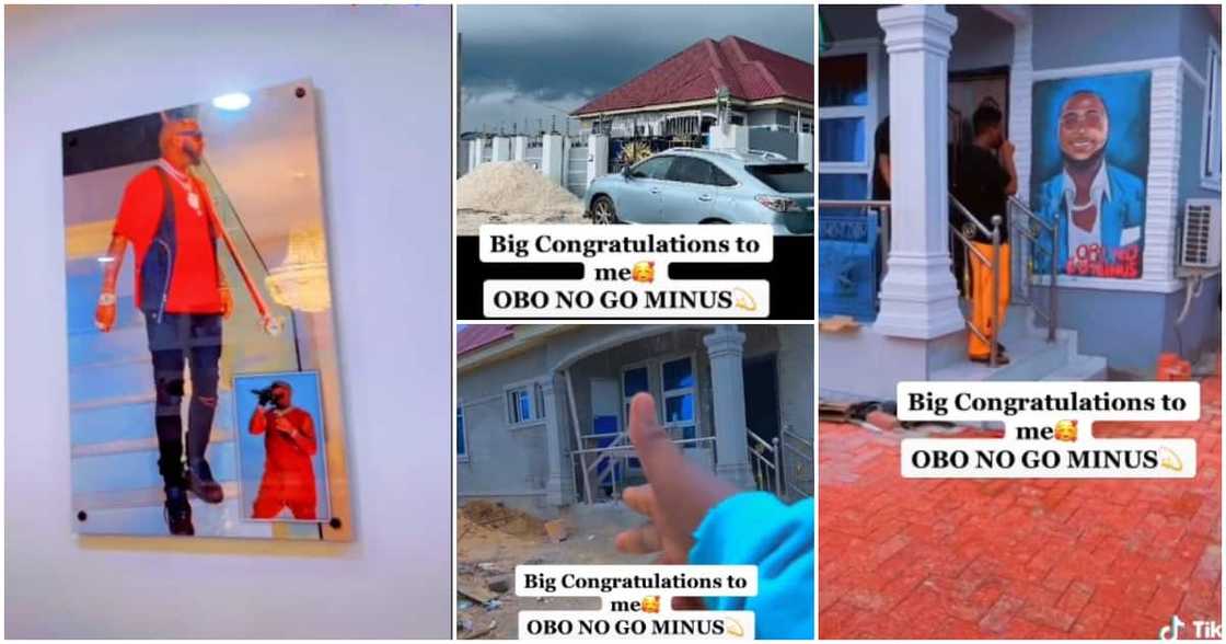 Davido fan dedicates house to him, lady dedicates new house to Davido, Davido's fan builds new house, Davido news