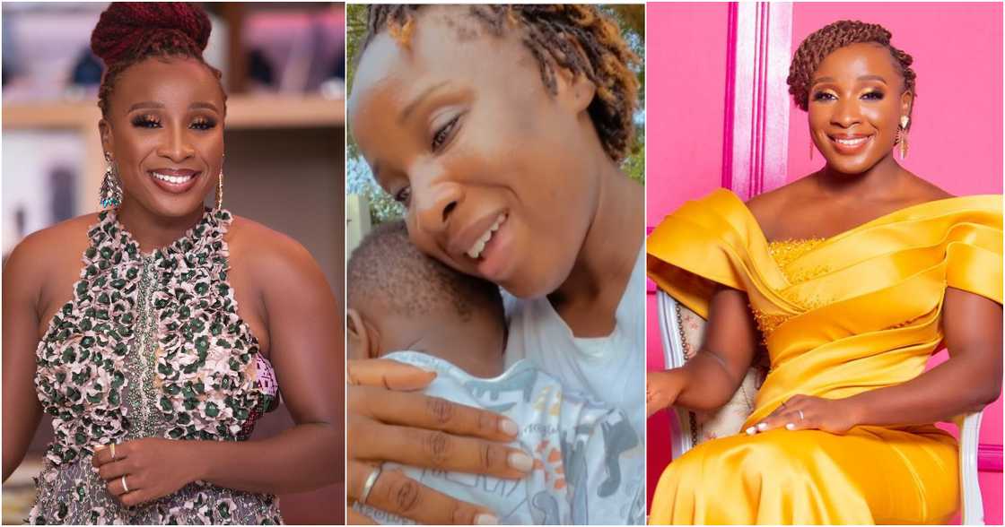 Naa Ashorkor with her son in video Naa Ashorkor with her son in video