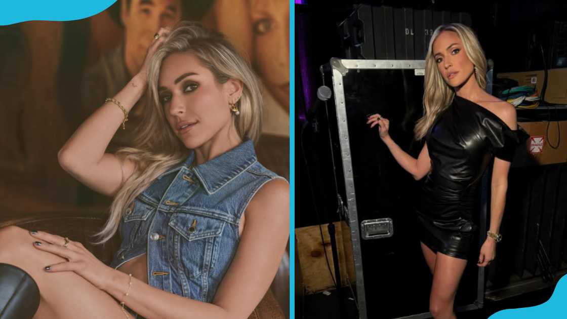 Kristin Cavallari holding her head and in a black dress Kristin Cavallari holding her head and in a black dress