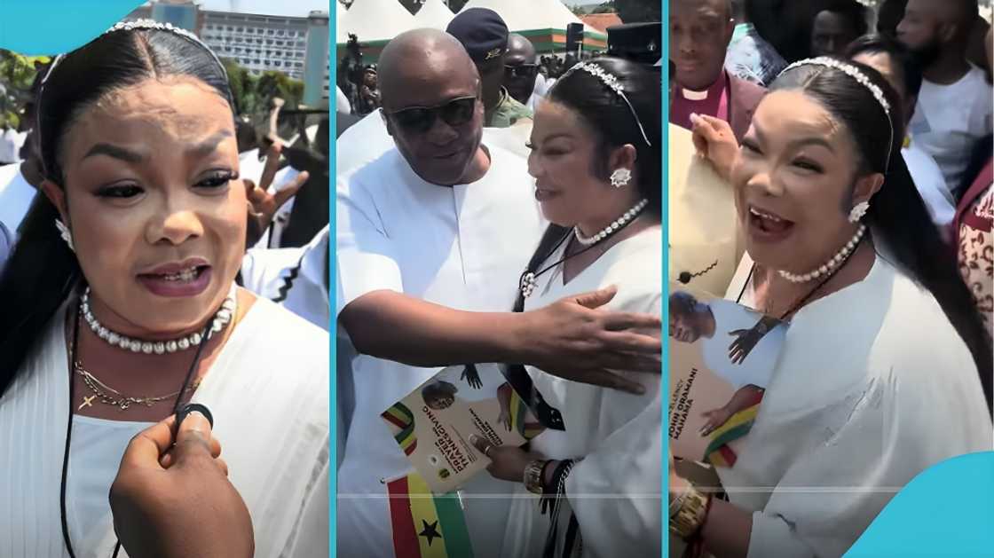 Agradaa Overjoyed as She Hugs President Mahama at National Thanksgiving Day, Video Warms Hearts Agradaa Overjoyed as She Hugs President Mahama at National Thanksgiving Day, Video Warms Hearts