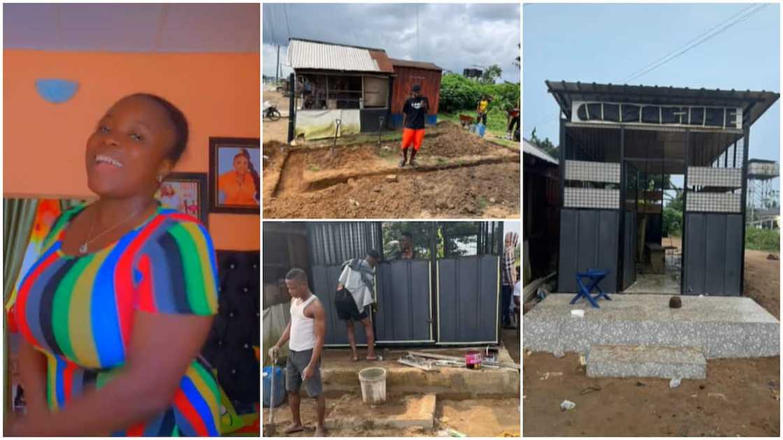 Building shops in Nigeria/young lady began restaurant business.