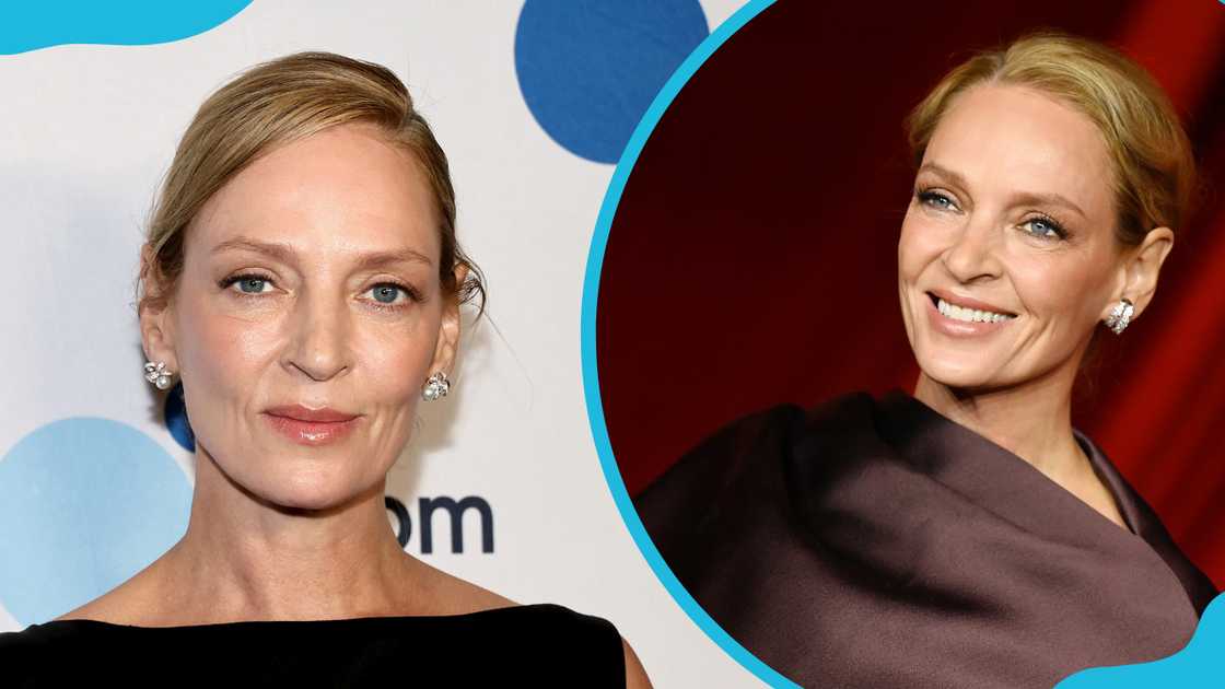 Uma Thurman (L) attends the Room To Grow 2024 Gala. Uma (R) at the Fourth Annual Academy Museum Gala Uma Thurman (L) attends the Room To Grow 2024 Gala. Uma (R) at the Fourth Annual Academy Museum Gala