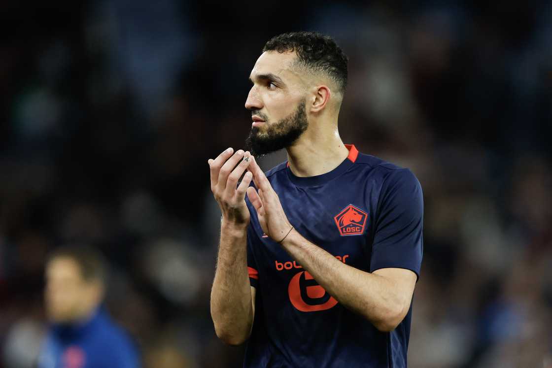 Nabil Bentaleb of Lille OSC looks on prior to the UEFA Europa Conference League 2023/24 Quarter-final second leg match between Lille OSC and Aston Villa at Stade Pierre-Mauroy on April 18, 2024 in Lille, France Nabil Bentaleb of Lille OSC looks on prior to the UEFA Europa Conference League 2023/24 Quarter-final second leg match between Lille OSC and Aston Villa at Stade Pierre-Mauroy on April 18, 2024 in Lille, France