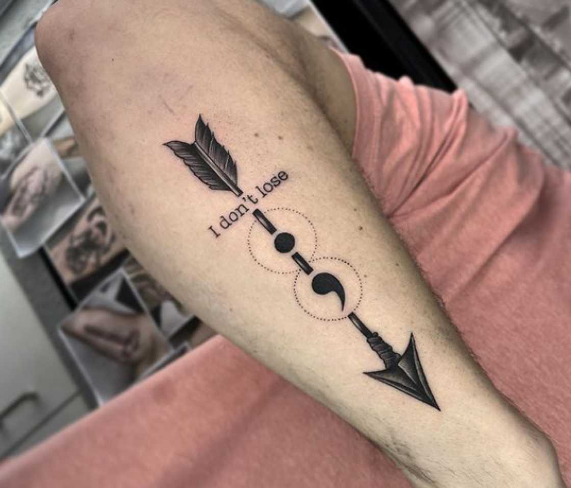 Semicolon arrow tattoo