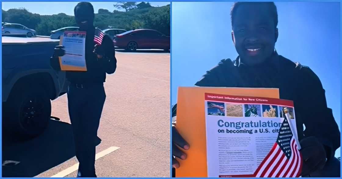 Ghanaian Man In Ecstatic Mood After Acquiring US Citizenship: "Pray Your Visa Is Granted" Ghanaian Man In Ecstatic Mood After Acquiring US Citizenship: "Pray Your Visa Is Granted"