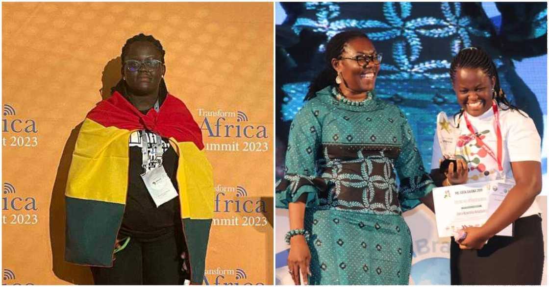 Photo of Selasi Ama Domi-Kuwornu receiving Miss Geek Africa award