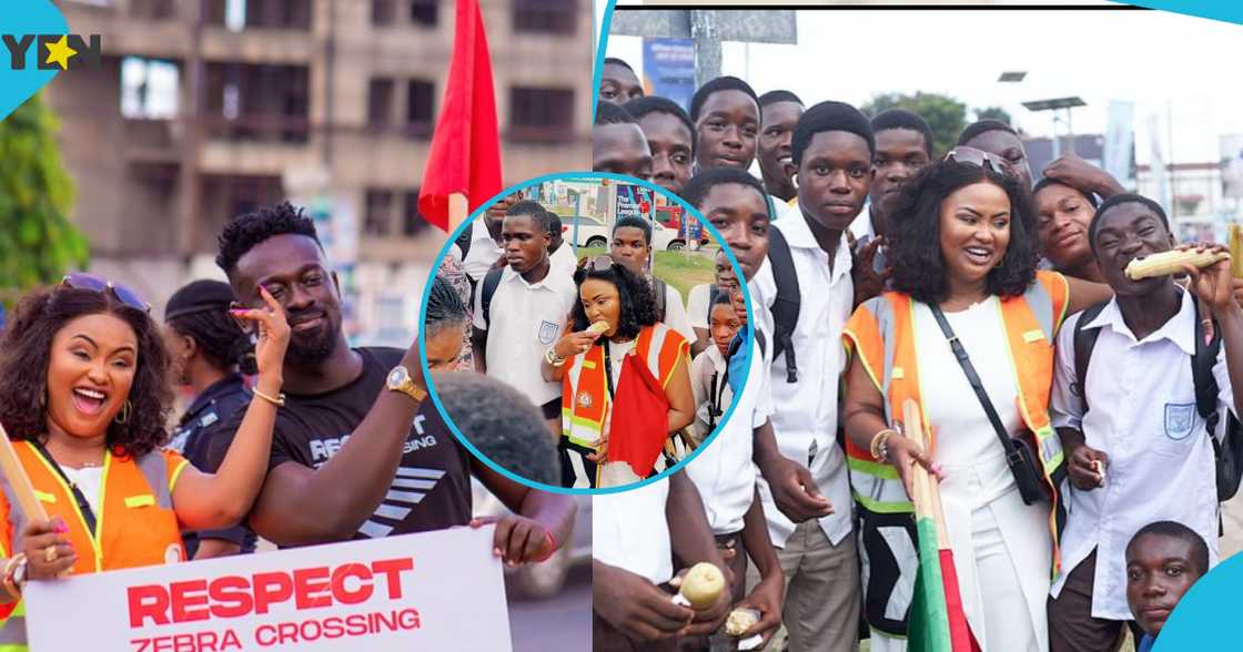 Nana Ama McBrown poses with SHS students