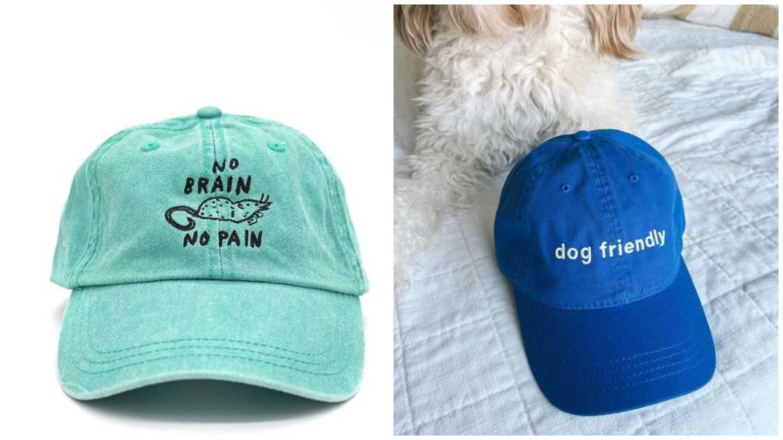 A turquois green and blue dad caps A turquois green and blue dad caps