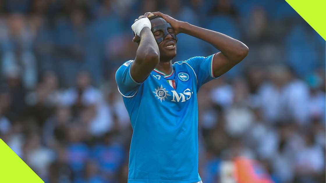 Victor Osimhen looks dejected during Napoli's Serie A clash. Victor Osimhen looks dejected during Napoli's Serie A clash.