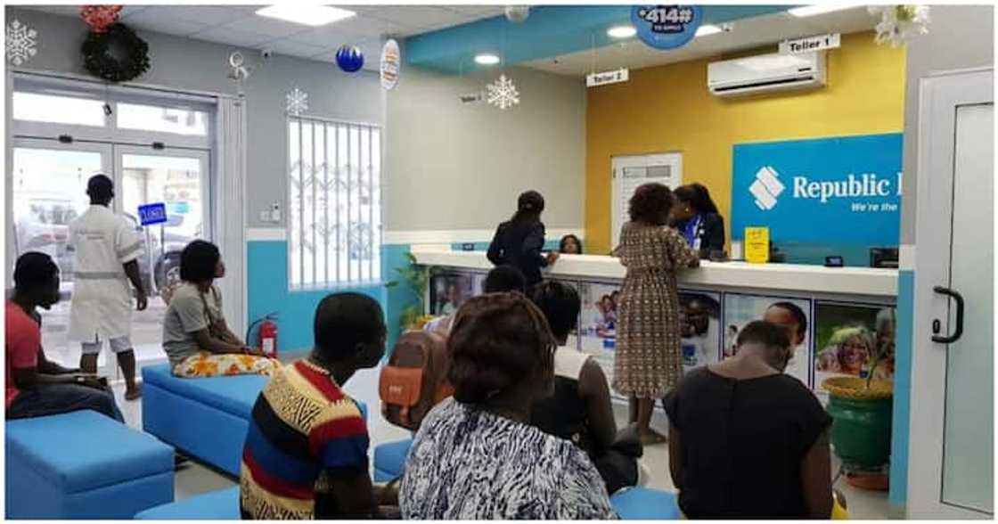 People at a bank to secure loans People at a bank to secure loans