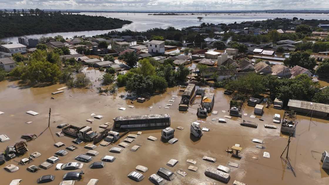 Aerial view of floods in Eldorado do Sul, Rio Grande do Sul state, Brazil, taken on May 9, 2024 Aerial view of floods in Eldorado do Sul, Rio Grande do Sul state, Brazil, taken on May 9, 2024