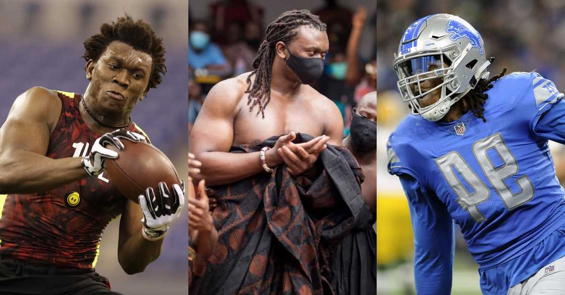 Powerful photos drop as Ghanaian NFL star Ziggy Ansah gets made 'King of Giants' in E/R