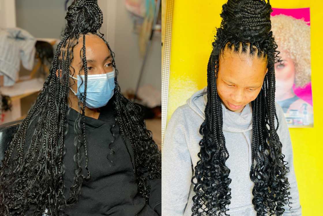 knotless braids with curls