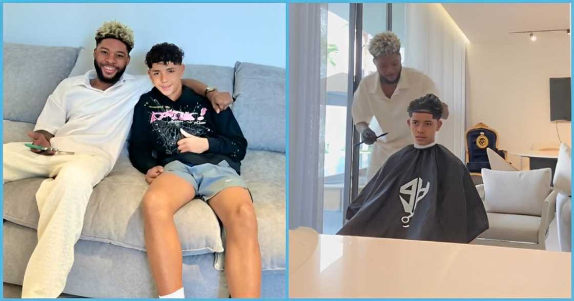 Photo of a Ghanaian barber and Ronaldo's son Photo of a Ghanaian barber and Ronaldo's son