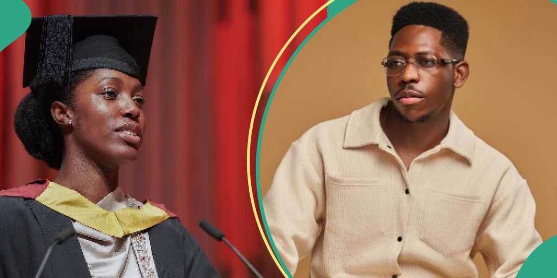 Moses Bliss' wife Marie's outfit as they step out in Akwa Ibom trends. Moses Bliss' wife Marie's outfit as they step out in Akwa Ibom trends.