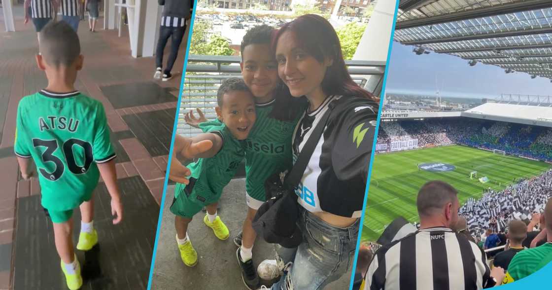 Christian Atsu's wife and sons at the Newcastle United Stadium