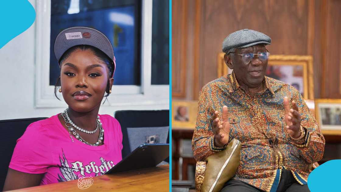 Gyakie, John Agyekum Kufuor, Jackline Acheampong. Serenade, Kufuor's residence, Gyakie serenades Kufuor Gyakie, John Agyekum Kufuor, Jackline Acheampong. Serenade, Kufuor's residence, Gyakie serenades Kufuor