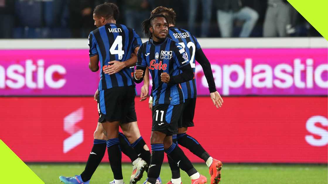 Ademola Lookman celebrates scoring for Atalanta