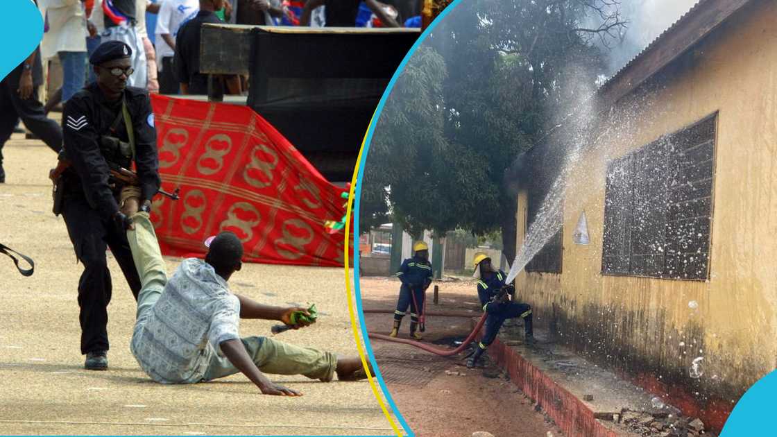 Ghana Election: Police Arrest 12 Persons Over Burning Of Damongo EC Office, Other Acts of Violence Ghana Election: Police Arrest 12 Persons Over Burning Of Damongo EC Office, Other Acts of Violence