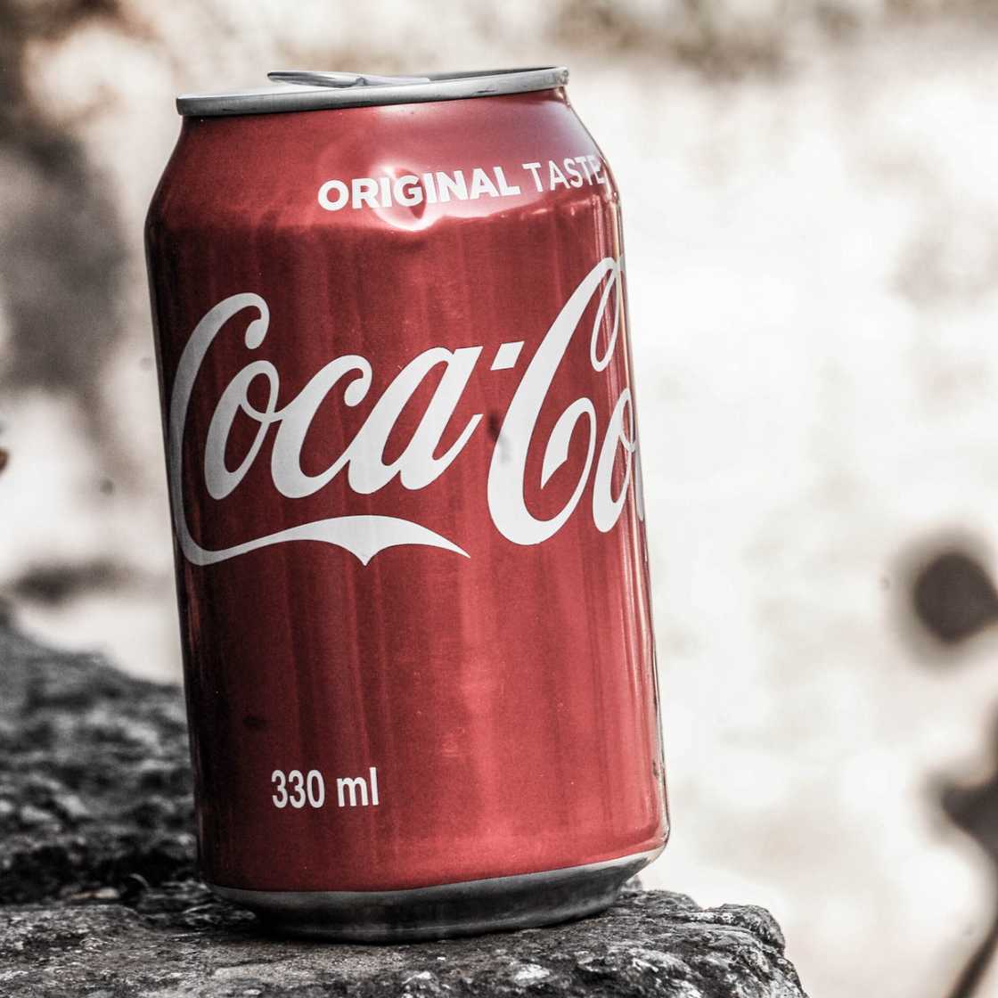 Coca-Cola can on a rock