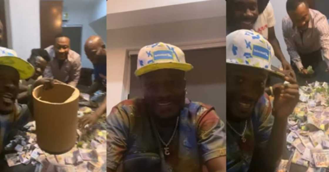 Asamoah Gyan breaks his susu box at the end of the year; photos show plenty money Asamoah Gyan breaks his susu box at the end of the year; photos show plenty money