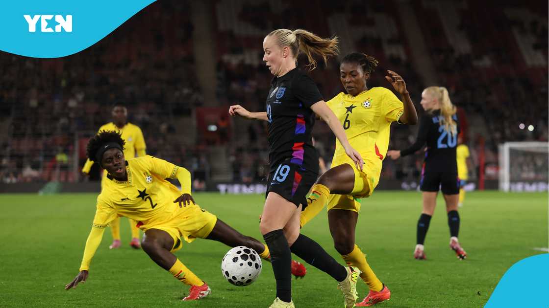England 2:0 Ghana, Black Queens, Ghana, England, Ghana lose to England, England defeats Ghana, Alessia Russo, Lucia Kendell, Benedicte Simon, St Mary's Stadium.